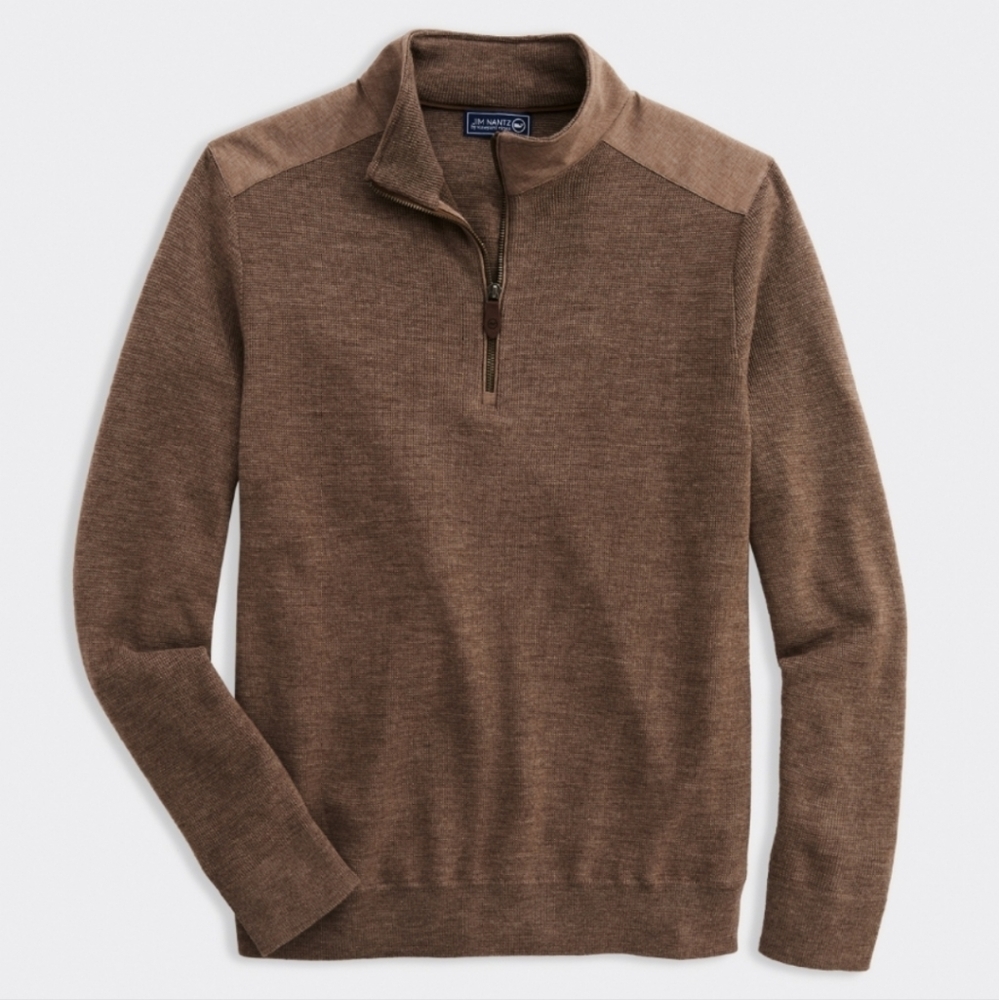 Jim Nantz Grant Merino Wool Half Zip Pullover VINEYARD VINES Taupe Large